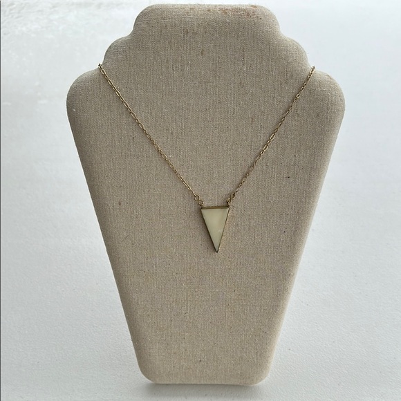 Jewelry - Long Gold and Enamel Triangle Pendant Necklace